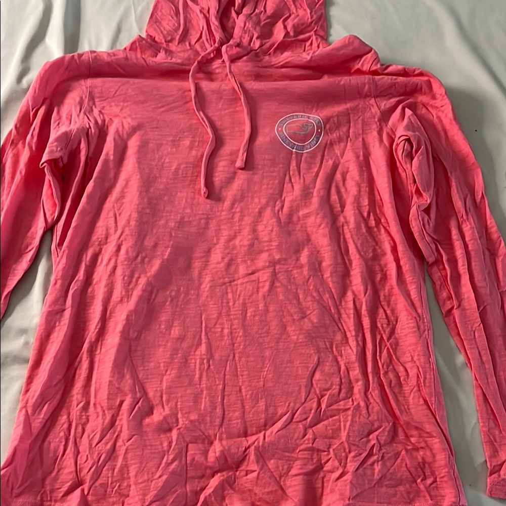 Pink Hooded Long Sleeve Shirt